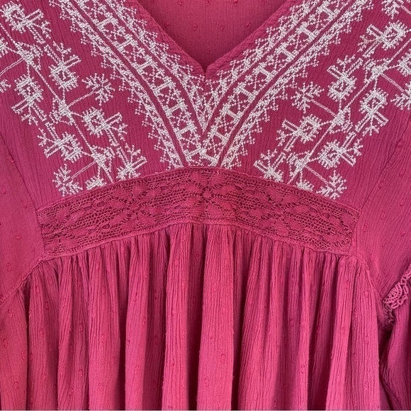 American Eagle v-neck  top with dropped sleeves, empire waisted, loose & flowy - Picture 7 of 12